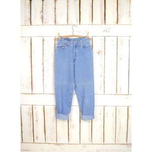 Vintage 501 button fly high waisted straight leg denim blue jeans